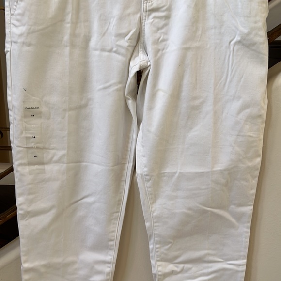 CALVIN KLEIN JEANS WHITE PANTS SIZE 14 women cotton white pants cropped pants - Picture 10 of 16